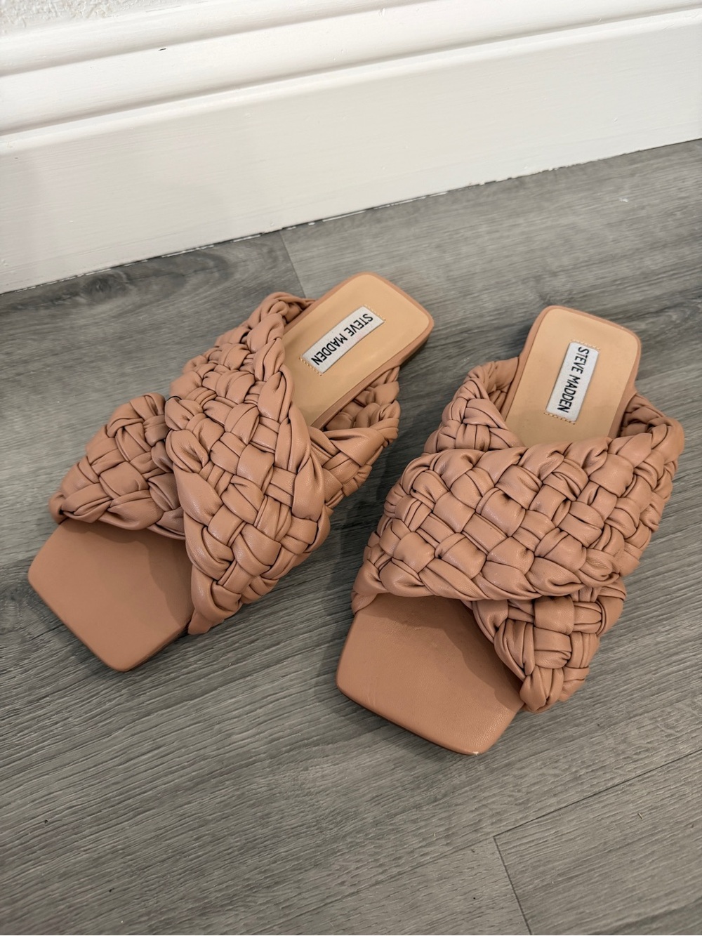 Steve Madden Braided Slide Mules in Nude Tan